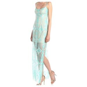 BCBGMAXAZRIA Evelina Geometric Lace Maxi Evening Dress Size 4